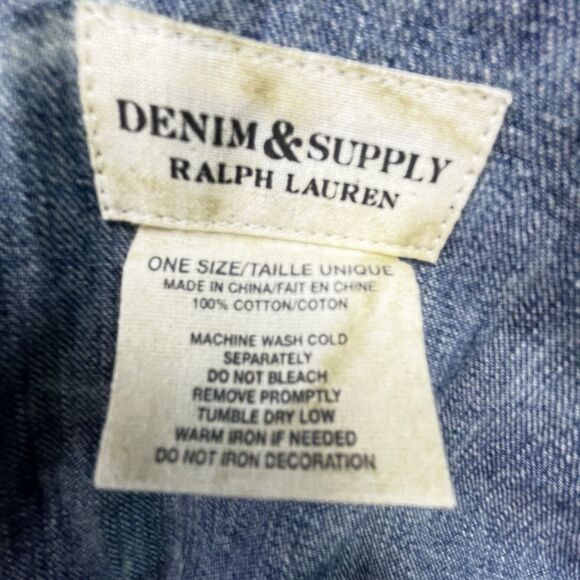 Denim & Supply Ralph Lauren Scarf Blue Cotton Denim Tie Dye 20"x72" - Picture 2 of 6